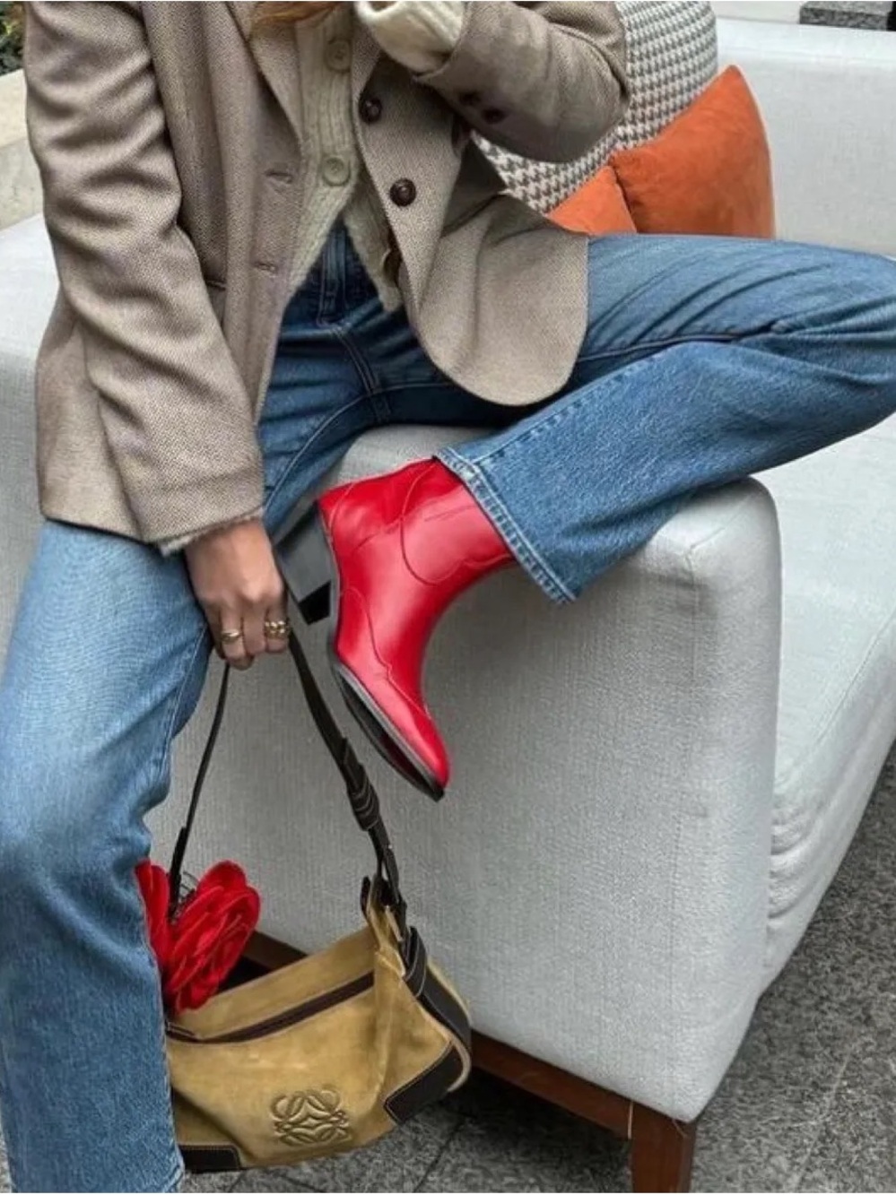 Vagabond Red Leather Ankle Boots